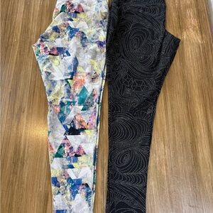 Colorful Geometric and Black Patterned Women’s Leggings